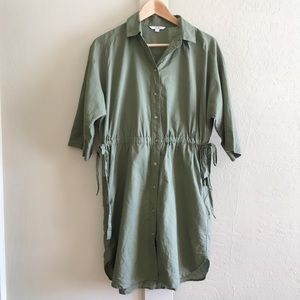 Uniqlo Green Linen Blend Shirt Dress